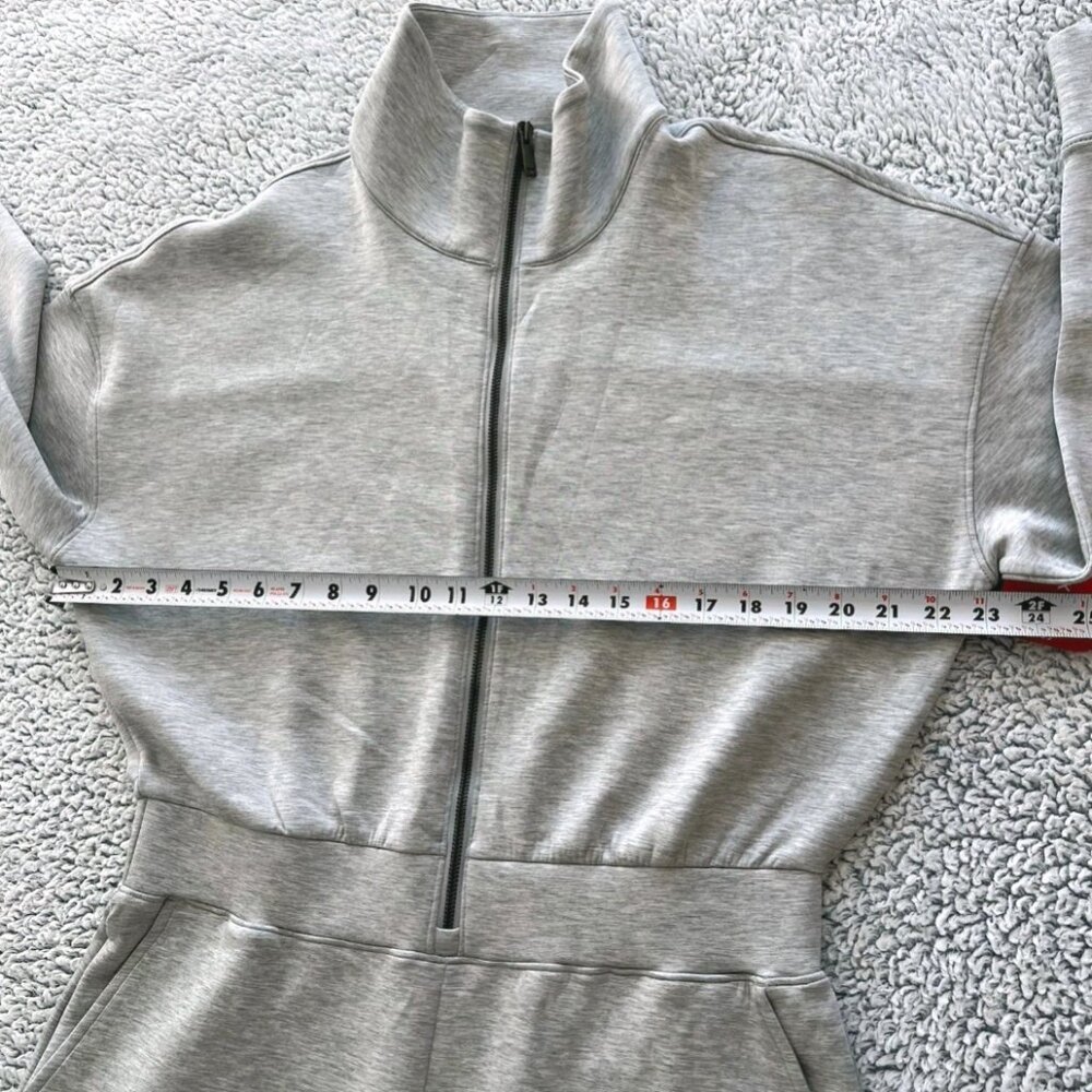 SPANX Air Essentials Jumpsuit Women's XL Wide Leg Half Zip Light Gray NEW - Picture 8 of 13